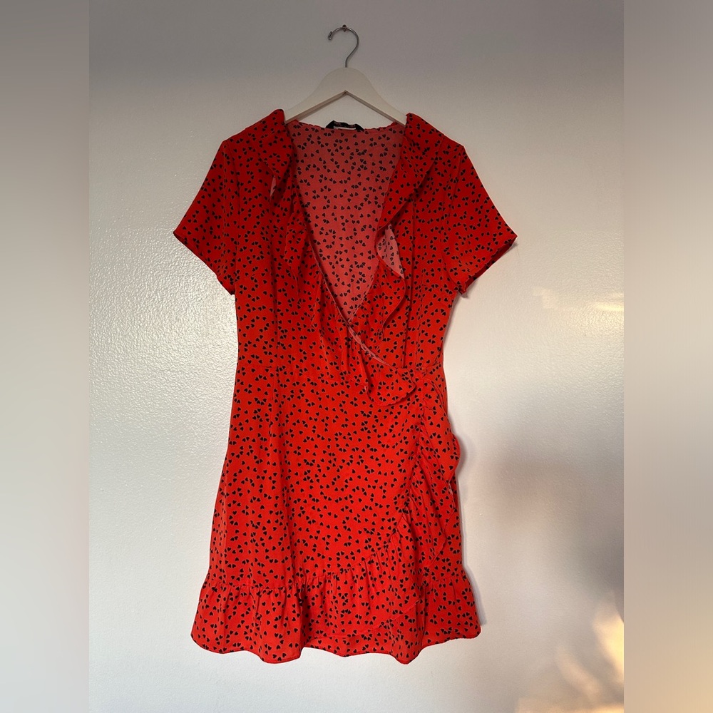 Red wrap dress